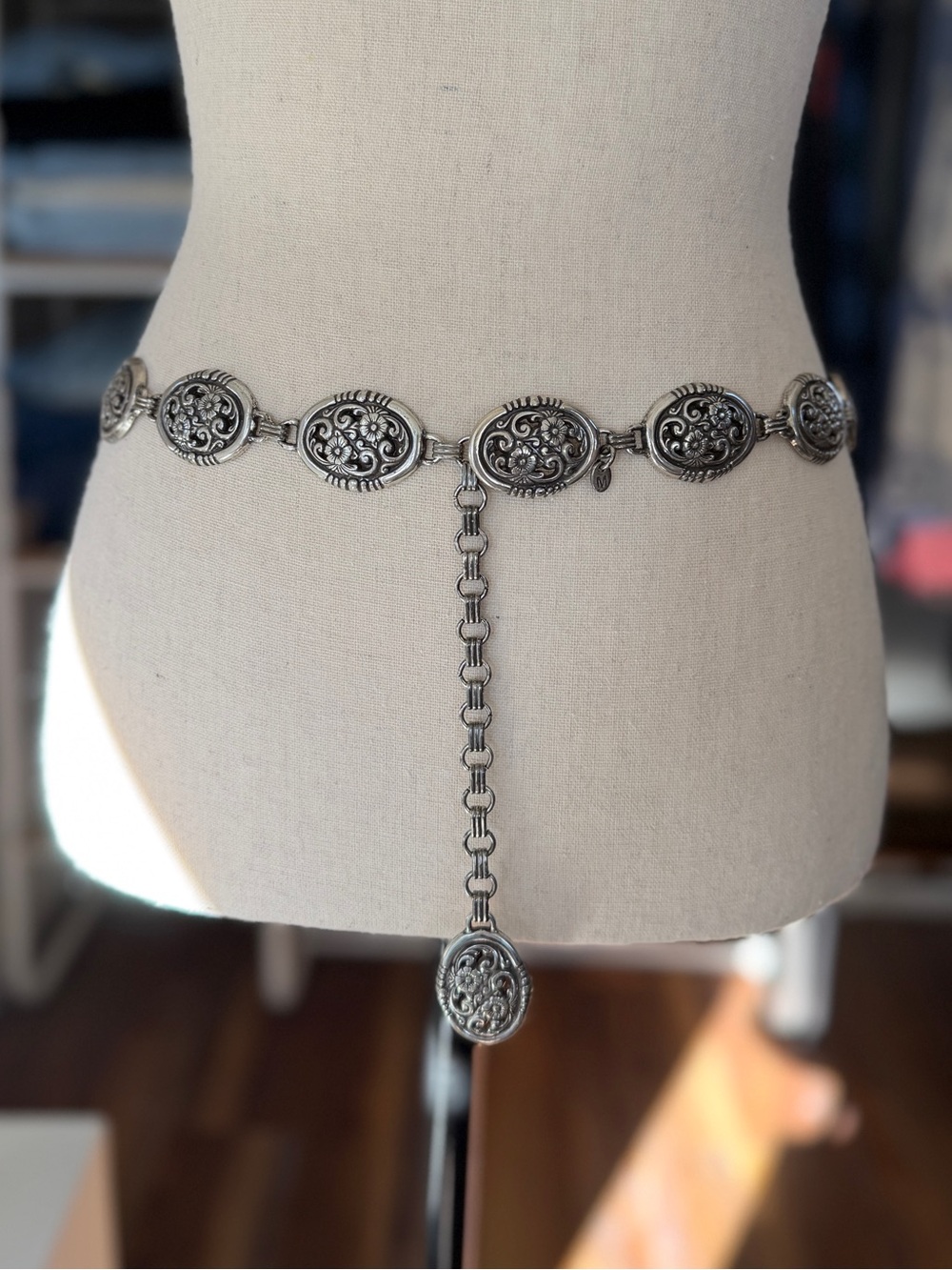 Boho Silver-Tone Medallion Chain Waist Belt - Women Accessories